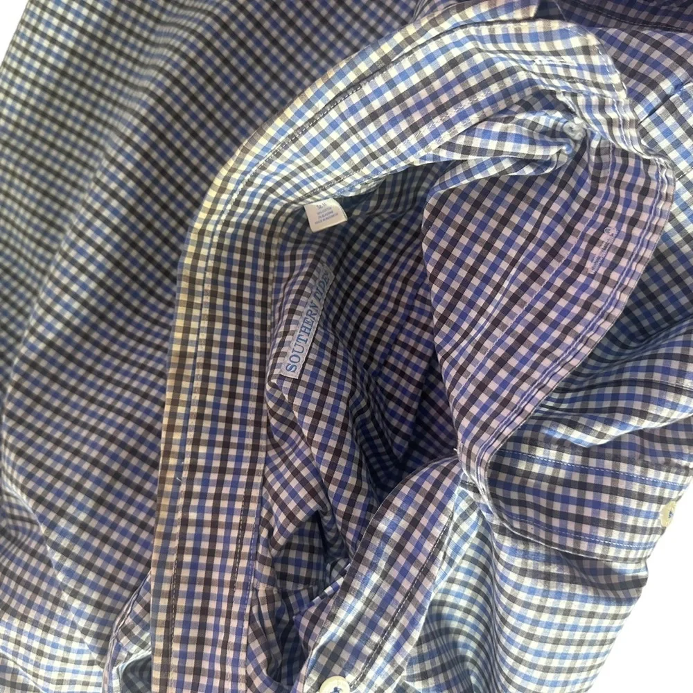 Southern Tide Men's Button Up Plaid Shirt Striped‎ Long Sleeve Pocket Size M